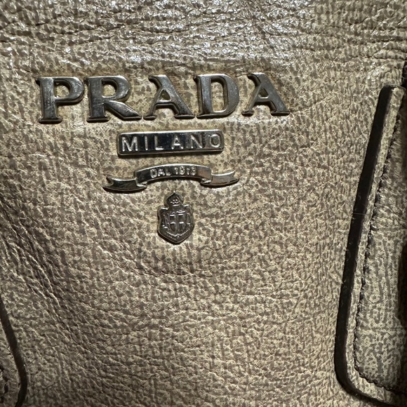Authentic Prada Brown Cervo Lux Nudo Sparkle Leather Boston Bag. - Picture 3 of 16